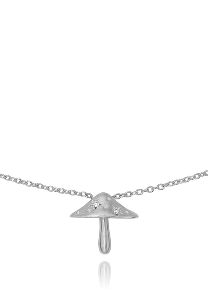 Mushroom Orbit Necklace White Gold